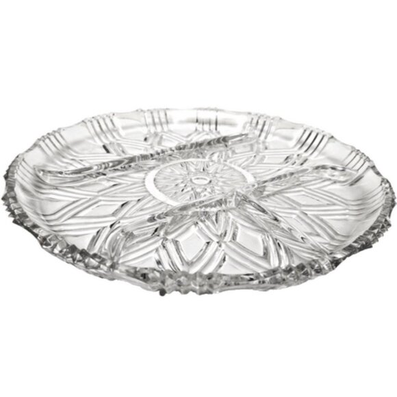 Antique American Brilliant Cut Glass 4 Section Divided Mid Cntry Modern Platter - Picture 1 of 10